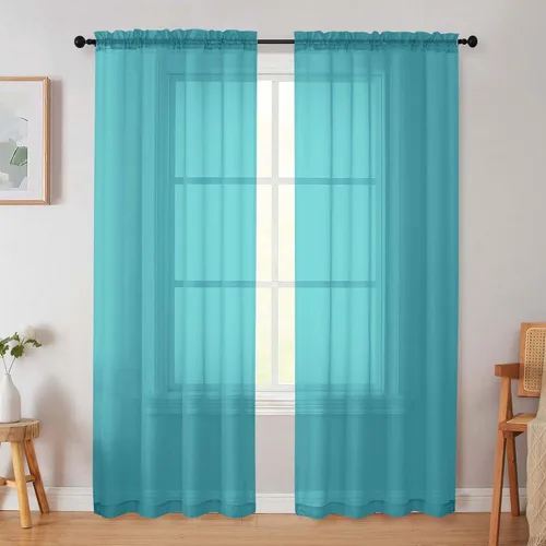 Vista 76 de 2 paneles de cortinas traslúcidas blancas para dormitorio, sala de estar, 96 pulgadas de largo, modernas, suaves, ligeras, con bolsillo para barra