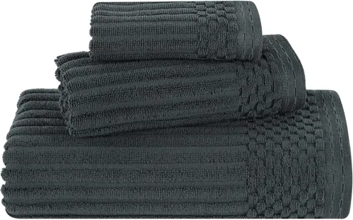 Vista 37 de Superior Juego de 6 toallas de algodón sólido y acanalado, toallas de cara de 13 x 13 pulgadas, toallas de mano de 16 x 28 pulgadas, toallas de baño
