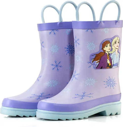 Vista 2 de Disney Botas de lluvia de goma impermeables con estampado de personajes de Frozen Anna y Elsa (niños pequeños)