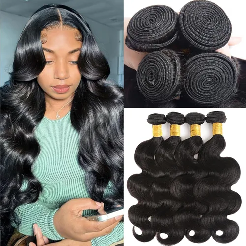 Vista 14 de 3 manojos de cabello humano 12A, ondulado, 100% sin procesar, cabello humano virgen brasileño de tejido rápido (14, 16, 18 pulgadas)