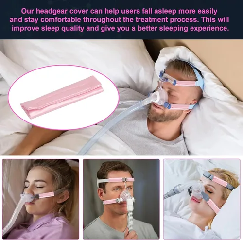 Vista 7 de Paquete de 8 correas faciales CPAP, almohadillas de satén CPAP para mascarilla, fundas universales para la apnea del sueño, suministros de cojín
