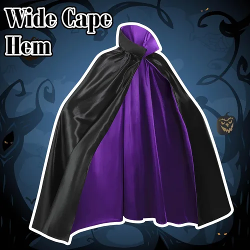 Vista 2 de Capa de vampiro, capa de doble cara con cuello alto Cabo Vampiro Cuello Alto Púrpura