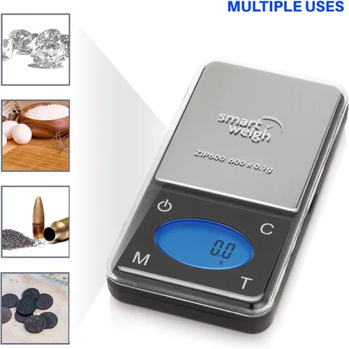 Vista 6 de Smart Weigh ZIP600 - Báscula digital ultradelgada de bolsillo de 21.16 oz por 0.00 oz con función de conteo, escala de gramos y escala de onzas