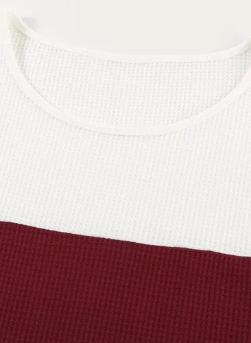 Vista 7 de Dokotoo suéter informal de punto para mujer con cuello redondo manga larga y bloques