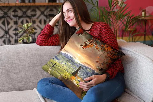 Vista 5 de Chianti Toscana Italia, para el hogar o la oficina, en forma funda con relleno decorativa Scenic encantador ciudad italiana personalizada