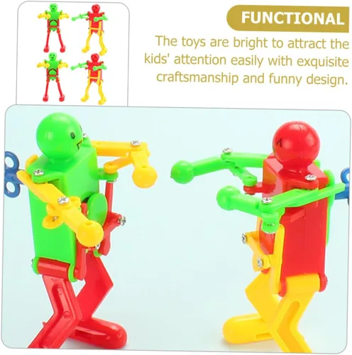 Vista 7 de 4 piezas de robot de cuerda para adultos, robots portátiles con diseños aleatorios y cuerda segura para juego en interiores y exteriores