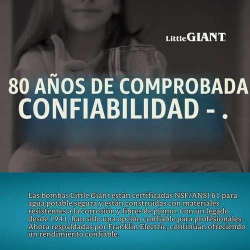 Vista 7 de Little Giant Bomba de molinillo sumergible de hierro fundido de 1 HP, azul