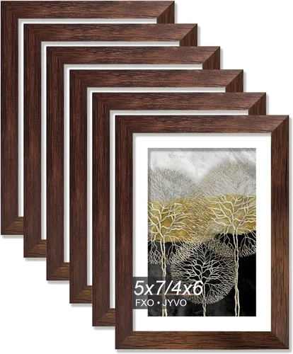 Vista 29 de Fxojyvo Marco de Fotos de 4x6, Muestra Foto de 3.5x5 con Paspartú o 4 x 6 Sin Paspartú, Liviano y de Alta Transparencia Marco de 4 por 6 para Pared