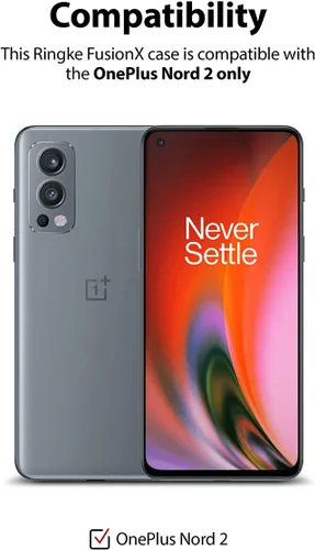 Vista 2 de Ringke Fusion-X - Funda compatible con OnePlus Nord 2 5G, parte trasera de policarbonato duro transparente, a prueba de golpes, resistente, marco