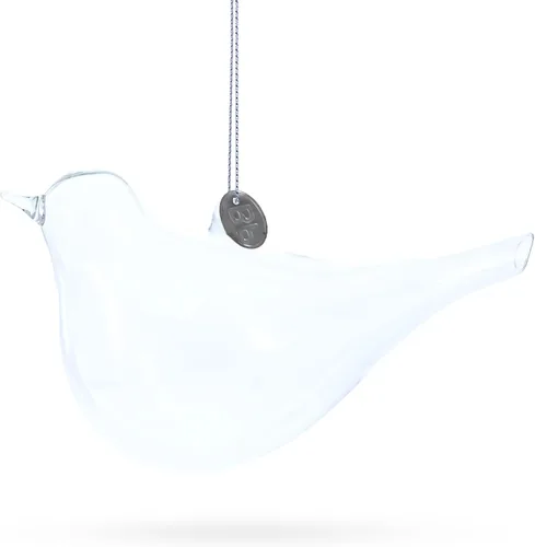 Vista 2 de Adorno de Navidad de vidrio transparente soplado de pájaro elegante