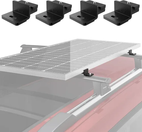 Vista 10 de Kit de montaje en cangrejo para panel solar BougeRV para autos con barras transversales, abrazaderas de techo para portaequipajes se ajusta a
