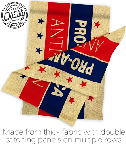 Vista 6 de Bandera de la casa de arpillera anti Biden de Estados Unidos, presidente político, demócrata, republicano, fiesta del té de Estados Unidos, pancarta