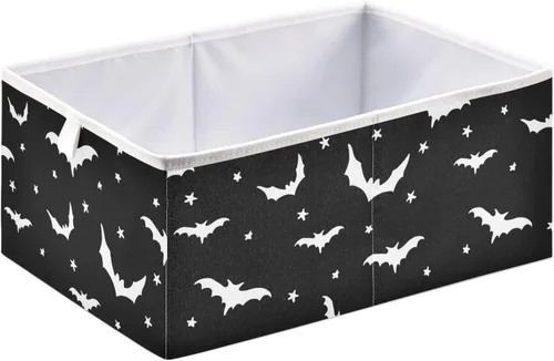 Vista 19 de CaTaKu Bats Star - Cubos de almacenamiento plegables de tela de 11 pulgadas con diseño de estrella, color negro, cajas de almacenamiento plegables