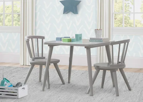 Vista 2 de Delta Children Windsor - Juego de sillas de mesa de madera para niños (2 sillas incluidas), ideal para artes y manualidades, merienda, educación