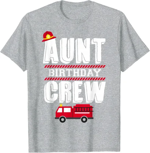 Vista 54 de Aunt Birthday Crew Fire Truck Fireman - Camiseta para fiesta de acogida, Negro, S