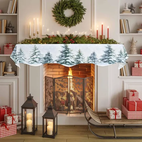 Vista 6 de Funda de bufanda de chimenea de Navidad, mantel superior, bufanda para Navidad, Halloween, Acción de Gracias, otoño, decoración de interiores