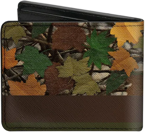 Vista 2 de Hebilla de PU Billetera Bifold - RAM Logo Hoja Camo MarrónVerdesPlata