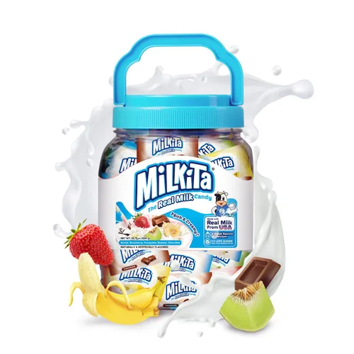 Vista 11 de Milkita Caramelo cremoso de leche de plátano y melaza – Dulces saludables bajos en azúcar con leche real para niños y adultos – Caramelos sin grasa