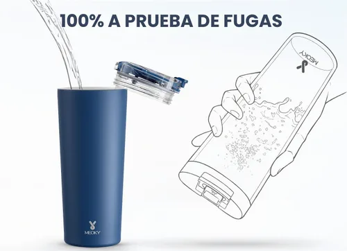 Vista 5 de Meoky - Taza de café de viaje aislada de 24 onzas: tapa a prueba de fugas, mar