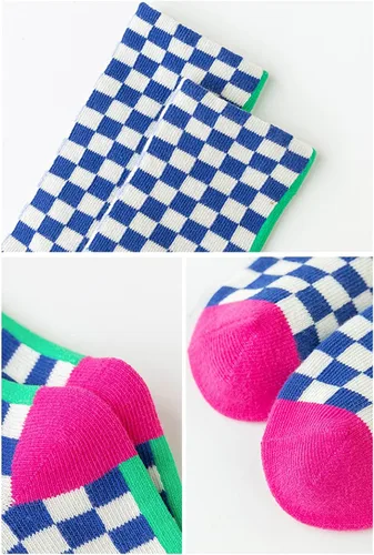 Vista 8 de Calcetines tobilleros de algodón a cuadros para niñas y niños pequeños unisex