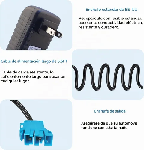 Vista 7 de Cargador de 12 V para batería de tractor Peg Perego John Deere, cargador de batería de 12 voltios para tractor John Deere Ground Force, John Deere