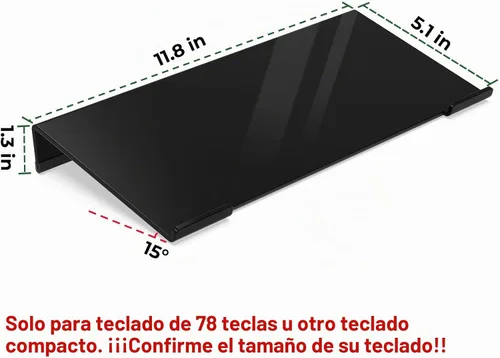 Vista 2 de Soporte de teclado de acrílico para escritorio de computadora, elevador de teclado con inclinación y elevación, soporte de teclado para escritorio
