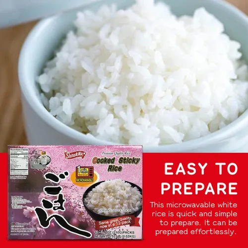 Vista 4 de Shirakiku Granos secos y arroz – Arroz blanco pegajoso de grano corto estilo japonés – Arroz de sushi cocido listo para comer de alta calidad apto