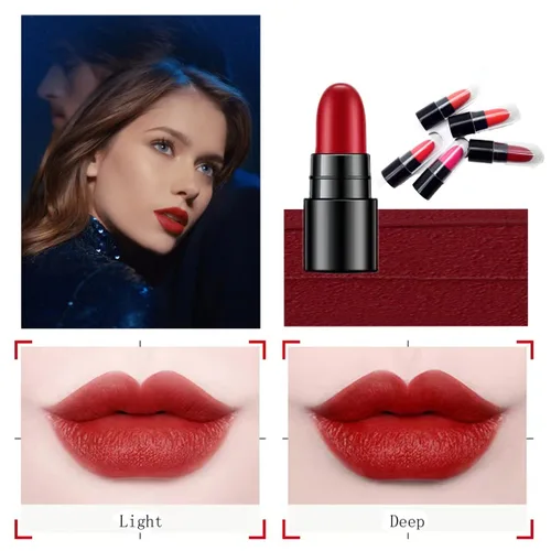 Vista 4 de Paquete de 12 lápices labiales en cápsulas: 3 bálsamos labiales sabor manzana y fresa, 3 lápices labiales de gelatina cambiador de color, 3 mate, 3