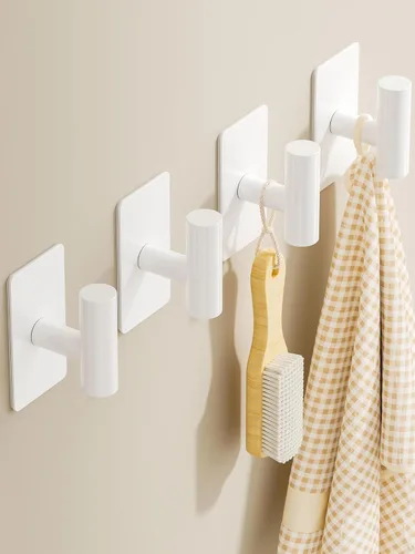 Vista 14 de GWAAZXGZ Ganchos para toallas de baño, paquete de 2, acabado negro mate, ganchos de pared adhesivos de acero inoxidable en forma de T para batas