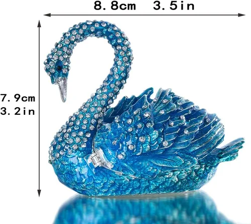 Vista 2 de YU FENG Caja de joyería de animales de cisne azul 2pcs