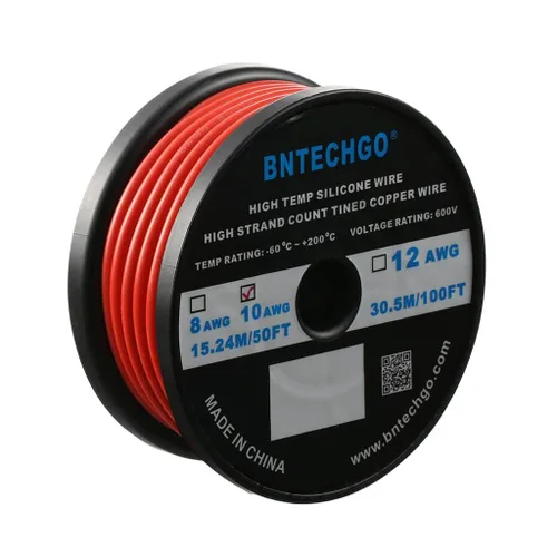 Vista 11 de BNTECHGO Carrete de alambre de silicona calibre 10 de 25 pies, alambre de cobre estañado trenzado de 10 AWG, color azul flexible