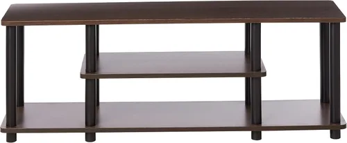 Vista 3 de Furinno Turn-N-Tube - Soporte para televisor de 3 niveles, 3D, sin herramientas, para televisores de hasta 50 pulgadas, con tubos redondos, marrón