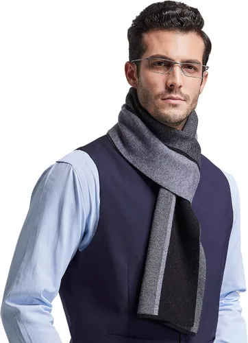 Vista 10 de RIONA Men's 100 Australian Merino Wool Scarf Knitted Soft Warm Neckwear negro (9001_black)