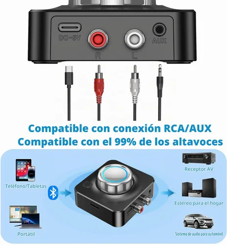Vista 3 de KAIY Receptor Bluetooth para el hogar estéreo Bluetooth a RCA adaptador