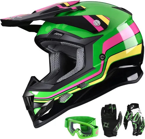 Vista 13 de GLX GX623 Youth ATV & Dirt Bike Helmet Combo, DOT Camouflaje