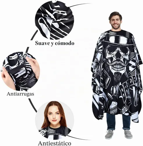 Vista 3 de Waterproof Hair Cutting Cape Polyester Salon Barber Cape Adjustable Collar