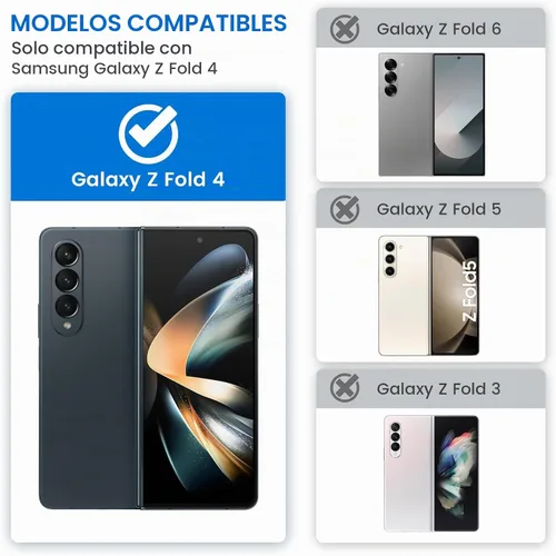 Vista 2 de VEGO - Funda para Galaxy Z Fold 4 con clip para cinturón y protector de pantalla 360°Ring Kickstand & Camera Cover, Hinge Protection Shockproof