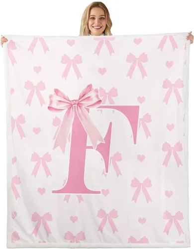 Vista 10 de Manta de franela rosa con lazo, estilo princesa, manta de forro polar de ensueño para decoración del hogar, sofá, sofá, manta romántica de forro