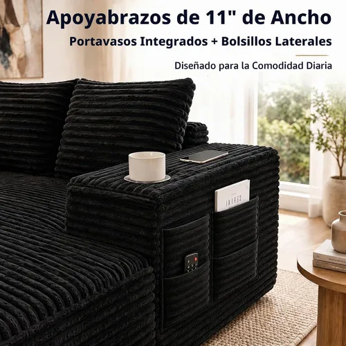 Vista 3 de Sofás seccionales de nube de gran tamaño para sala de estar, sofá modular de 7 plazas en forma de U de 122 pulgadas con diván, asiento profundo