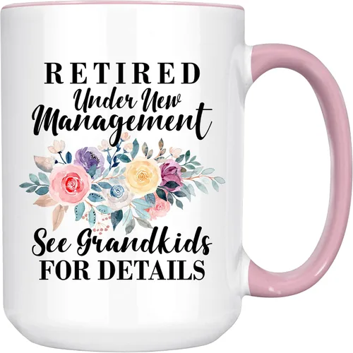 Vista 7 de Taza de jubilación para mujer, taza de feliz jubilación para compañera de trabajo, taza divertida para abuela jubilada de nietos 11 onzas