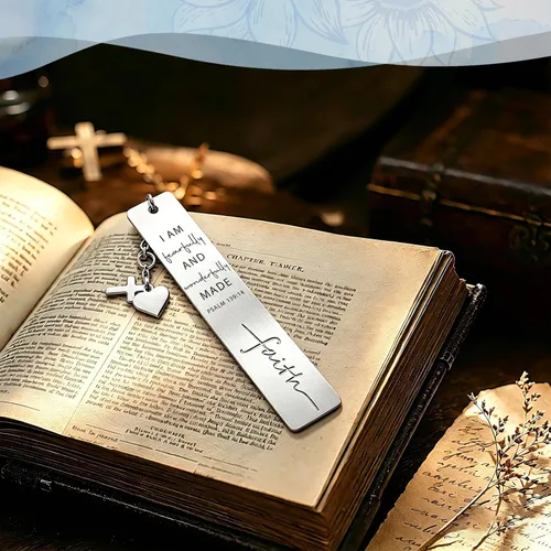Vista 4 de Christian Self-Worth Bookmark, Inspirational Faith Gift with Psalm 139:14 Scripture, Spiritual Reading Accessory for Religious Book Lovers &