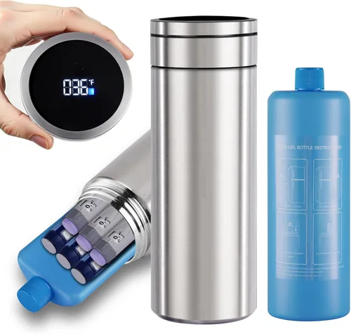 Vista 9 de Bogush Grandes bolígrafos de insulina de 60H para 6-8 bolígrafos, estuche de viaje, pantalla de temperatura, enfriador de medicamentos para viajes