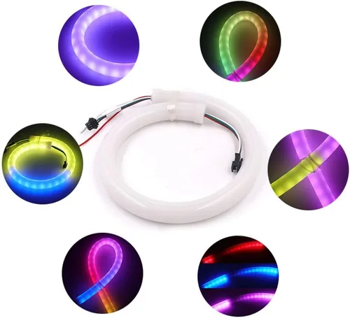 Vista 8 de Cuerda de luz LED RGB, píxel inteligente direccionable individualmente SK6812 60 LEDs/m, señal de neón, DC 5V impermeable, barra de letras flexible