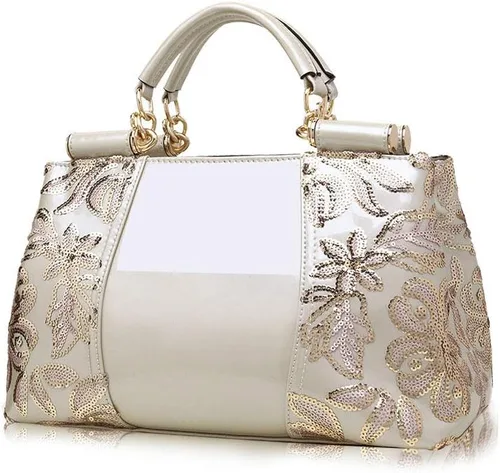 Vista 8 de Bolso de mano para mujer, bolso de mano de moda bordado de charol