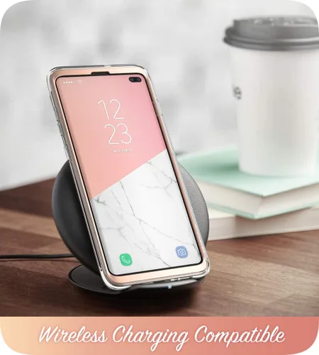 Vista 5 de i-Blason Cosmo Series - Funda para Samsung Galaxy S10+ Plus, elegante funda protectora con purpurina sin protector de pantalla integrado (mármol)