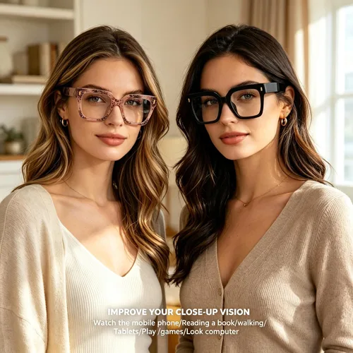 Vista 6 de AQWANO Oversized Square Reading Glasses Women, Blue Light Blocking Computer Glasses, 3-Pack Fashion Large Frame Readers