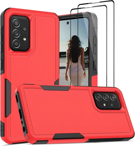 Vista 10 de Jeylly Funda para Samsung Galaxy A52 5G, Galaxy A52 Funda para teléfono con protector de pantalla híbrida de silicona antiarañazos, funda de defensa
