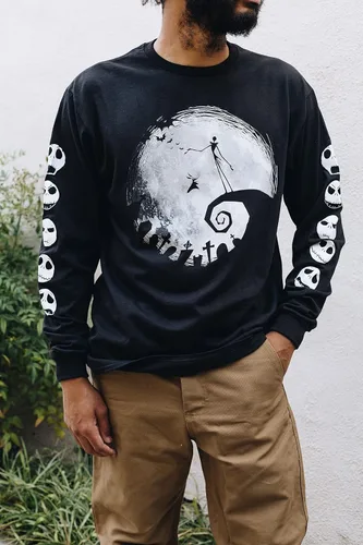 Vista 4 de Disney Nightmare Before Christmas Jack Skellington Moon - Camiseta de manga larga para adultos