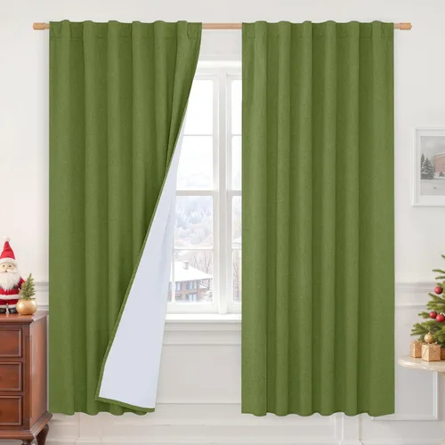 Vista 95 de LAMIT Cortinas opacas cortas de lino de 30 pulgadas para ventanas de cocina sobre el fregadero, cortinas de café texturizadas de lino marfil