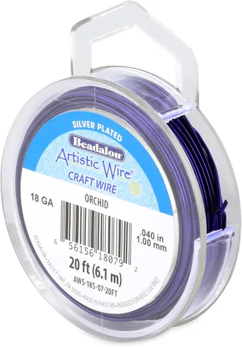 Vista 33 de Artistic Wire, Alambre de cobre de color chapado en plata de calibre 18, resistente al deslustre, amatista, 20 pies
